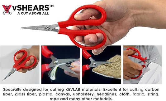 VAMPLIERS 6 1/4" Fiber Optic Kevlar Scissors Industrial Grade Carbon Steel Shears - Cuts Kevlar, Dyneema, Spectra, Vectran, Dacron, Nomex, Technora, Innegra, Carbon Fiber, Fiberglass