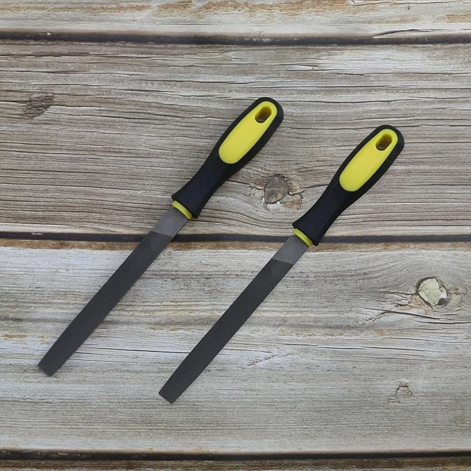 6inch Length Flat File, High Carbon Steel Hand File with Ergonomic Handle for Removing, Refining, Shaping and Scraping Projects