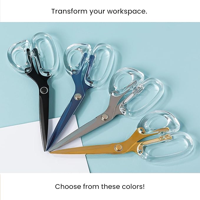 OfficeGoods 9??Stainless Steel Acrylic Scissors for Office and Home - Aesthetic and Sharp All Purpose Scissors, Perfect for Sewing, Arts and Crafts - Gold