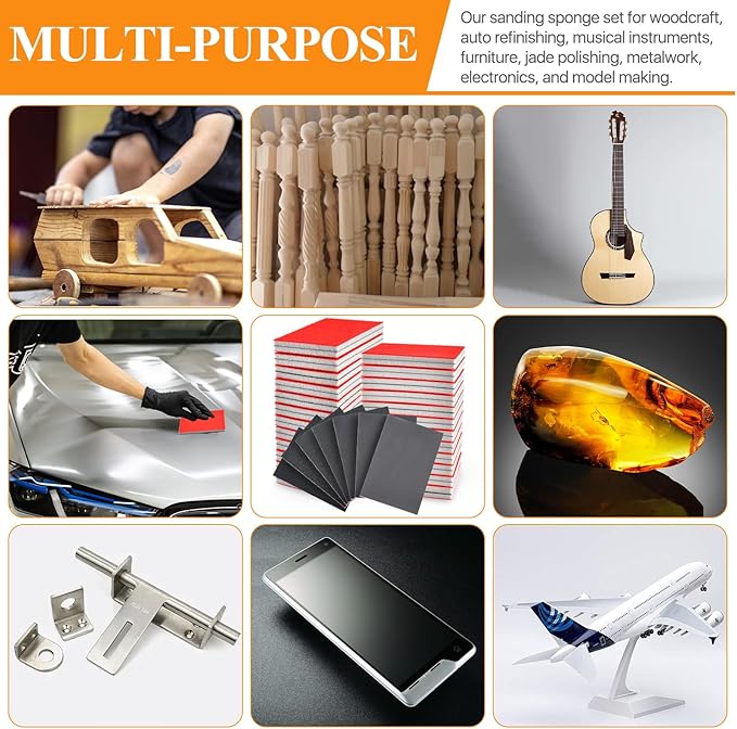 60 Pcs 180-3000 Grit Sanding Sponge Set, 3 x 4 Inch Ultra Fine Sanding Sponges Pads, Wet and Dry Sand Paper for Metal Wood Furniture Drywall Walls Stone Automotive Paint Plastic