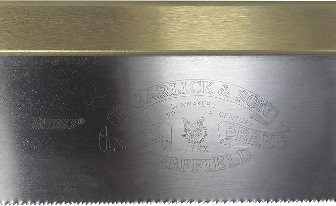 Lynx Thomas Flinn Taytools British 10 inch Tenon Saw with Stained Beech Handle 15 TPI and Filed for Crosscutting