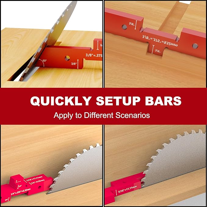 Setup Blocks Woodworking, 7 Pcs Precision Aluminum Router Table Setup Bars(Each Block has Different Thickness), Set up Blocks for Woodworking and Router Table Saw Accessories