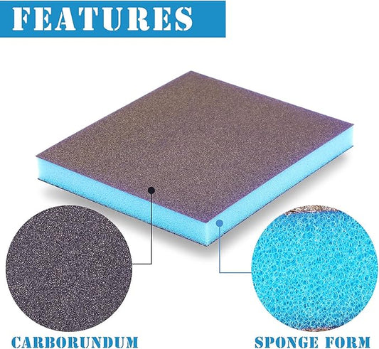 8Pcs 180 Grit Sanding Sponge, Jamiikury Fine Sanding Blocks Washable and Reusable, Wet Dry Sandpaper Sponge for Wood Metal FurniturePaint and Drywall