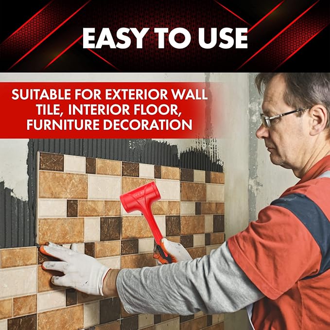YIYITOOLS Dead Blow Hammer-45oz(3LB), Red and Black, Shockproof Design, No ReboundMallet Machinist Tools Unibody Molded Checkered Grip Spark and Rebound Resistant (YY-3-011)