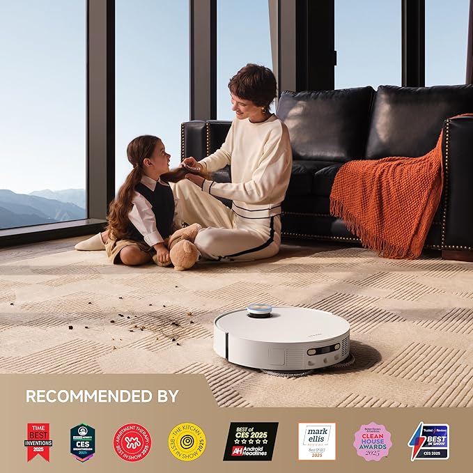 DREAME X50 Ultra White Robot Vacuum and Mop with Auto-Empty and Mop Self-Cleaning, 20,000Pa Suction, Obstacle Avoidance and 360째 Navigation, Corner to Edge Deep Cleaning, Detangling Brush