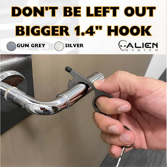No Touch Door Opener tool 4 Pack - Premium keychain multitool - Hygienic Touch free Keychain tool - Touchscreen stylus, Button pusher, Bottle opener - Great for Employee appreciation gifts