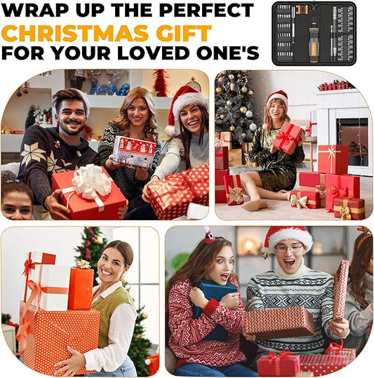 MulWark 63PC Magnetic Ratcheting Screwdriver Bit Set ??Multibit Screw Driver with Screwdriver Bits Slotted, Torx, Hex, Pozi, Philips, Square; Nut Driver Set for SAE and Metric ??Christmas Gift