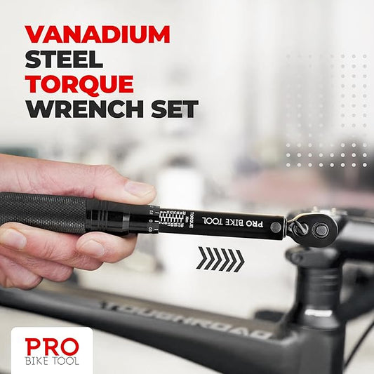 PRO BIKE TOOL Click Bicycle Torque Wrench Set, 2-20 Nm - Includes Storage Box, Allen & Torx Sockets, Extension Bar