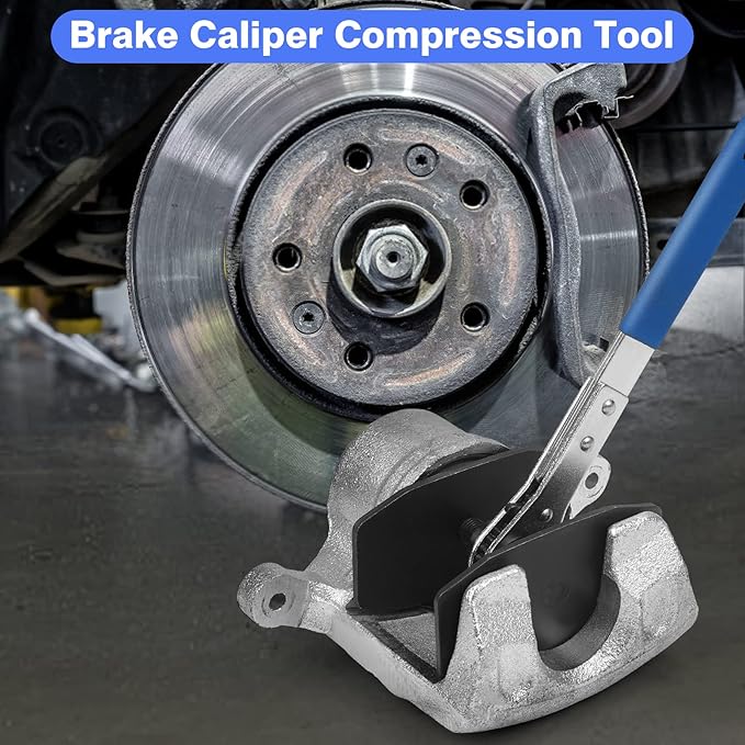 360째 Brake Caliper Press Tool with Double Caliper Hangers, Brake Piston Compression Tool, Ratchet Piston Spreader Automotive Tools, for Car Brake Repair & Instalation, Red