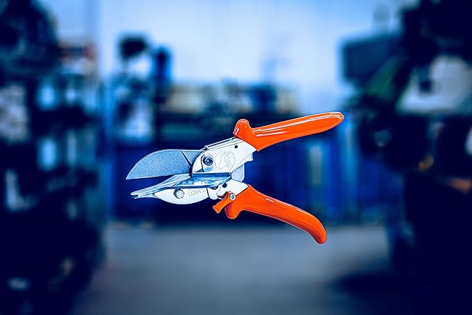 Original L횜WE Mitre Scissors 3.104/H횥 with Lever Transmission and 45 Degree Stops, for use in Industry and Crafts, for Hard and Flat Materials Such as Plastic, Rubber, Wood, PVC, Leather