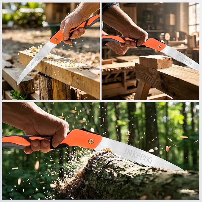 3PCS DWKFEOQ Folding Saw and Stainless Steel Cable Saws Set, 11.8 Inch Long Blade Hand Saws for Wood Camping, Dry Wood Pruning Saw With Hard Teeth, Quality SK-5 Steel