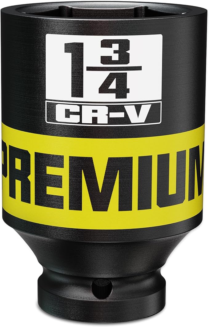 1/2" Drive Impact Socket, 1-3/4 Deep Socket, SAE, 6 Point, CR-V, Perfect for Home, Mechanic and Repair Project