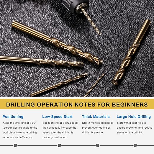 PATIKIL 13/64" Drill Bit, Jobber Straight Shank M35 Cobalt 5% High-Speed Steel 135째 Gold Finish for Stainless Steel Hard Metal - 10 Pack