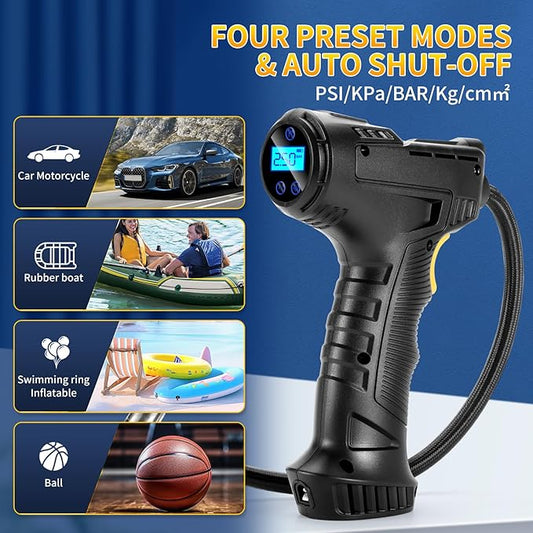 150PSI Portable Air Compressor for Car Tires ??Digital Tire Inflator with LED Flashlight, 12V Auto Pump for Cars, Motorcycles, Bikes, and Sports Balls