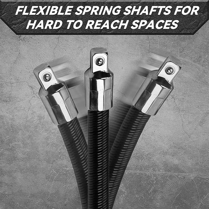 4-Piece Flexible Socket Extension Bar Set 1/2" 1/4" 3/8" Shaft Drive 12??0" 8" 6"
