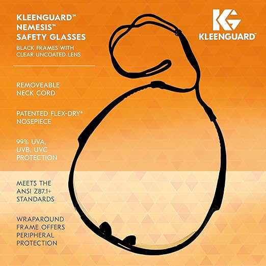 KleenGuard??V30 Nemesis??Safety Glasses (25676), Clear Lenses, Black Frame, Unisex Eyewear for Men and Women (12 Pairs/Case)