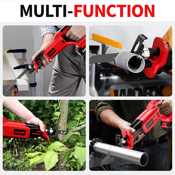 Reciprocating Saw Cordless, Brushless Recipro Saw 0-3500 SPM, Cordless Saws with 2 * 2.0Ah Battery & 4 Blades, Battery Powered Reciprocating Saws for Wood/Metal/Plastic Cutting