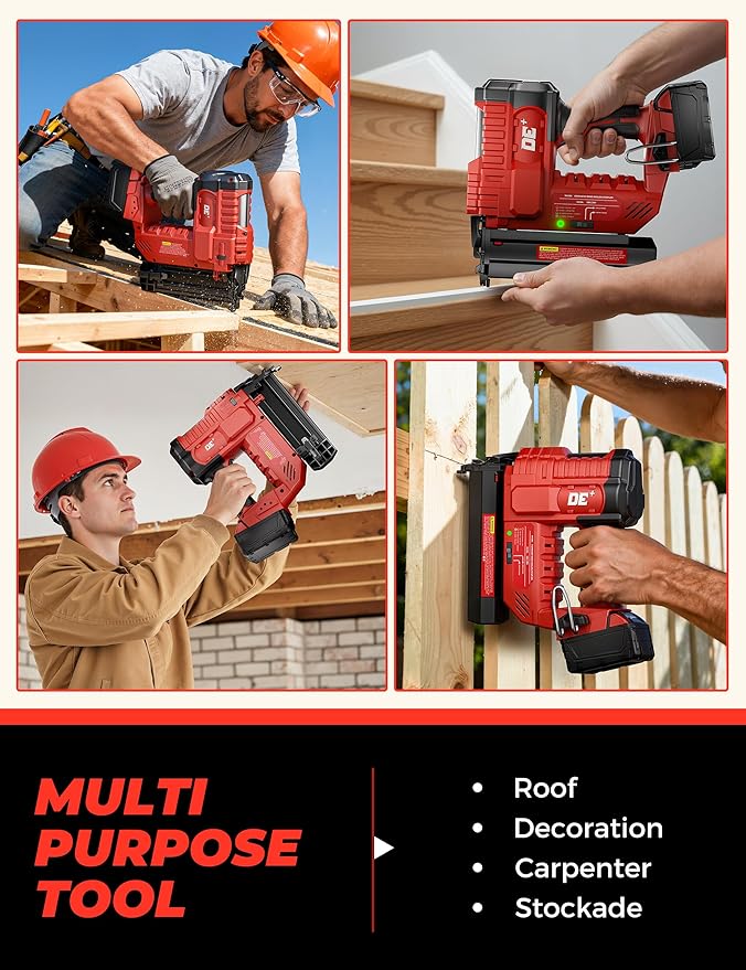 DeForce 18GA Cordless Brad Nailer, 2" Nail Gun for for Milwaukee 18V Battery(No Battery), 2 IN 1 Electric Stapler, 2026 Upgraded Tool-Free Jam Release, 2 Firing Mode, Adjustable Depth, 1000pcs Nails