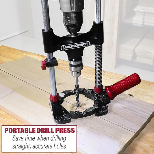 Milescraft 1318 DrillMate Portable Drillling Guide – Precision Drilling Jig Attachment for Drilling Angled or Straight Holes, Adjustable Drill Guide Attachment, Portable Drill Press with 3/8” Chuck
