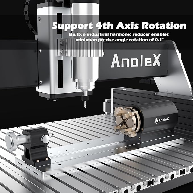 CNC Router Machine RX6040 with 1.5KW Air Cooled Spindle, All-Metal XYZ Axis Dual Steel Linear Guides & 1204 Ball Screws for Metal Aluminum Brass Wood Acrylic PCB