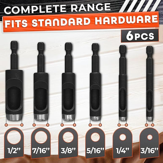 Leather Hole Punch Set - 6 Pcs Drill Bits Set 3/16" 1/4" 5/16" 3/8" 7/16" 1/2" - High-Precision Leather Punch Tool for Belts, Fabric and Crafts - Durable Carbon Steel Tools for Hobby & DIY Use
