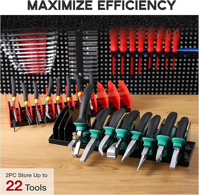 2-Pack Plier Organizer Rack, Pliers Holder with Non-Slip Rubber Base and Adjustable Dividers, 22-Slot Tool Box Organizer, Cutter Organizers, Tool Drawer Organizer(Pliers Not Included)