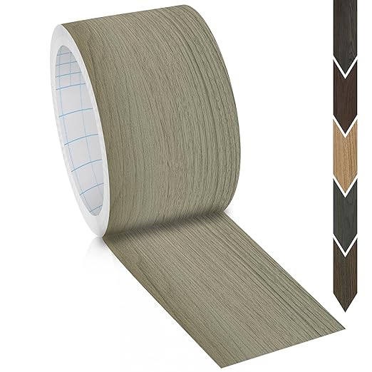GSCIT Club Silver Walnut Wallpaper, 2.4 inch X 25ft Self Adhesive Wood Grain Repair Tape Silver Walnut Repair Patch for Tables, Chairs, Baseboards, Doors, Windows, Floors, Handicraft DIY.