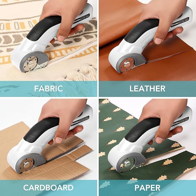 Electric Box Cutter, Cordless Electric Scissors With Safety Lock, USB Rechargeable Cardboard Cutter for Packages Leather Plastic(White)