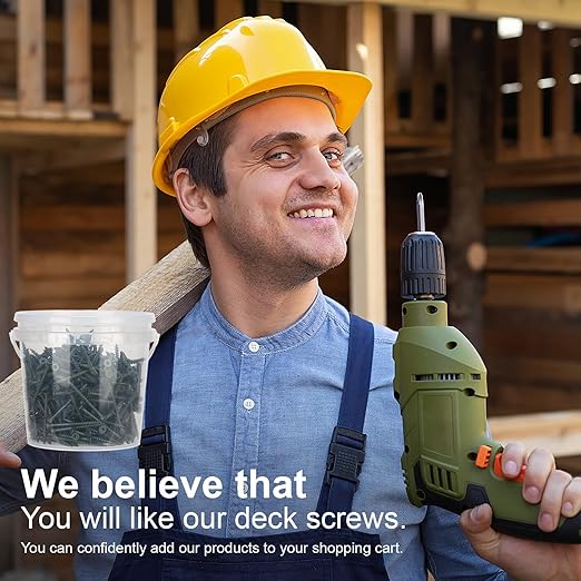 Wood Screws #10 x 4?쇺? T25 Star Torx Drive Flat Head Deck Screws, Green, 52Pcs (1lb)