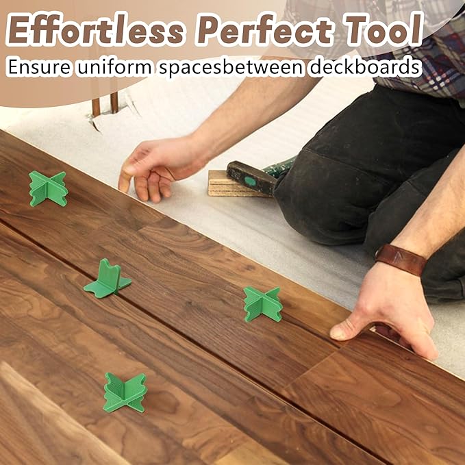 8 Pcs ABS Deck Spacer Tool,4 Thicknesses Deck Board Spacers(1/16", 1/8", 3/16", 1/4"),Green Deck Spacers Assorted for Pressure Treated Composite Decking