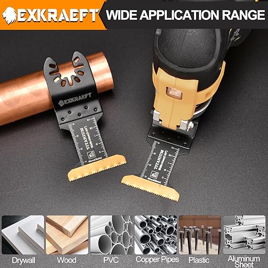 100PCS Curved-Edge Multitool Blades, Titanium Oscillating Tool Blade for Metal, Wood, Plastic, Professional Universal Oscillating Saw Blades Fit Dewalt Milwaukee Ryobi Rockwell Fein