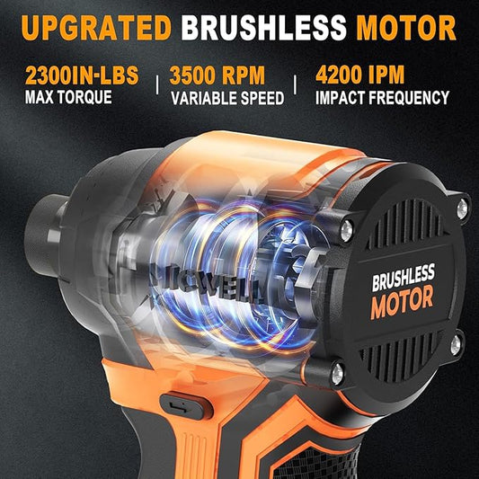 Cordless Impact Driver (Tool Only) Compatible with Dewalt 20V Max Battery, Up to 2300 In-lbs Brushless1/4" Impact Driver, 4-Speed Lightweight Power Impact Drivers with Tool Bag, LED Light