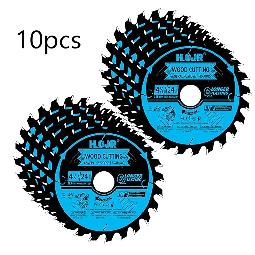 10-Pack 4-1/2 Inch 24-Tooth 20mm Arbor Circular Saw Blade,Framing/General Purpose Wood Cutting Saw Blade,with Non-Stick Coating - TF, 4-1/2" 24T 20mm