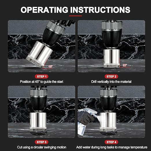 PATIKIL 1-1/2" (38mm) Diamond Hole Saw, Glass Diamond Hole Cutters Hollow Core Drill Bits for Fiberglass, Tile, Porcelain, Ceramic