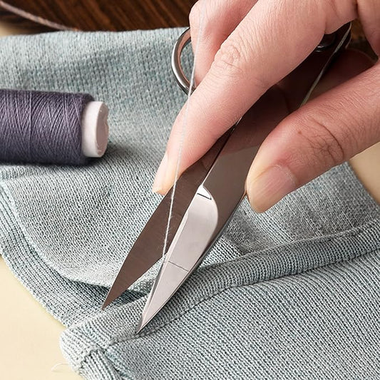 Stainless Steel Thread Snips, Portable Thread Snippers with Protective Sleeve Nippers, Sewing Nippers for Cutting Fabric, Yarn, Fishing Line, 4.7x1.2x0.4in