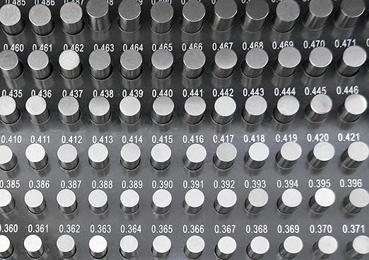 Accusize Industrial Tools 0.251''-0.500'', 250 Pc Steel Plug Pin Gage Set, Minus, Class Zz, with Reliable Strong Aluminum Case, M2(-) a