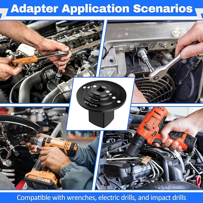 4PCS Low Profile Socket Adapter Set, Drive Ratchet Adapter for Tight Spaces 3/4" to 1", 1/2" to 3/4", 3/8" to 1/2", 1/4" to 3/8"