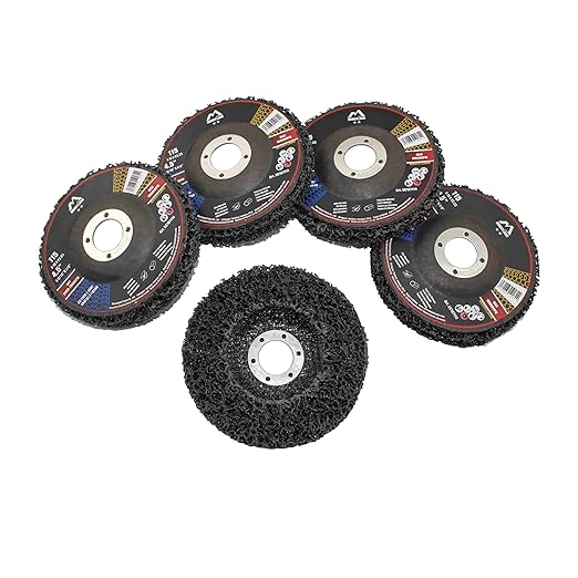 Merryland Strip Disc 4.5 inch Paint Rust Remover Disc for Angle Grinder, 4.5inch Black Strip Wheel 5 Pack, Stripping Wheel Stripper Wheel INOX Stainless Steel Iron Universal, Craft-Line SC107114-05