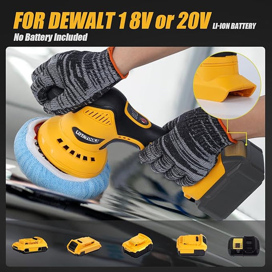 Car Detailing and Polishing Compatible with Dewalt 20V Battery, 5500 RPM Dual-Action Polisher with 6 Variable Speeds