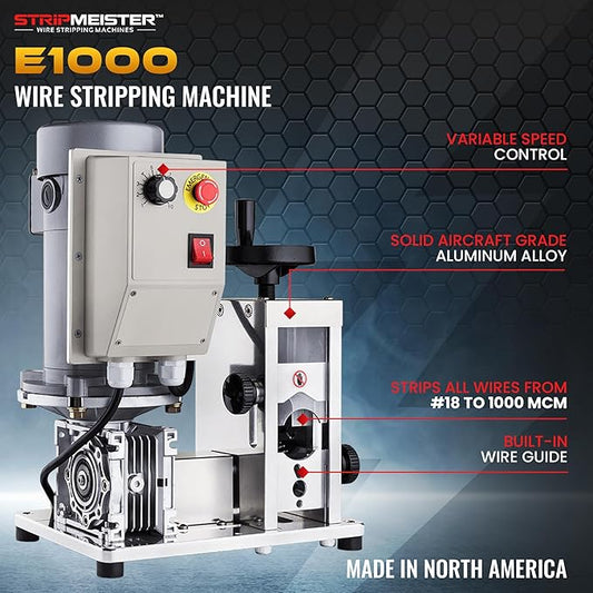 Automatic Wire Stripping Machine ??StripMeister E1000 Electric Heavy?멏uty Wire Stripper for Copper & Aluminum Cables up to 1??/4?? Industrial?멒rade, Jam?멑ree Design