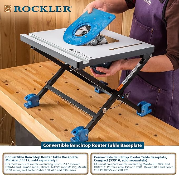 Compact Router Insert Plate Kit for Convertible Benchtop Router Table - Easy Router Access Woodworking Tools w/Pre-Drilled Holes - Compact Tool Kit Fits Porter Cable, Bosch, Dewalt, & More