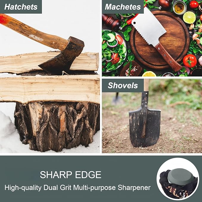 2 Pcs Axe Sharpener Multipurpose Axe Hatchet Sharpening Stone Whetstone Blade and Tool Machete Sharpener Knife set, Dual Grit 180/320 Sharpening with Storage Bag (Gray,Gray-blue)