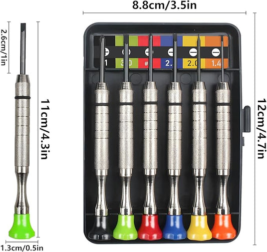 6Pcs Small Screwdriver Set -3pcs Flathead and 3pcs Phillips Micro Head Mini Screwdriver Set Precision CRV Eyeglasses Watches Electronics Computer Repair Kit Cool Gadgets Tool Gifts for Men