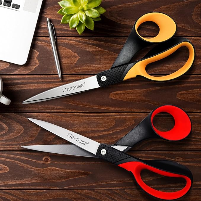OneName Left Handed Scissors,8 Inch Lefty Scissors All Purpose,Stainless Steel Sharp Blade Soft Comfort-Grip Left Handed Scissor Adults,Great for Office,Home,Sewing,School Crafting 2 Pack