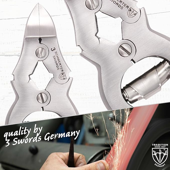 3 Swords Germany ??Big Toe Nail NIPPERS - Extra Strong Toe Nail NIPPERS for Cutting Strong, Thick or ingrown Toe Nails - Stainless Steel Pedicure Tool with Synthetic Leather case