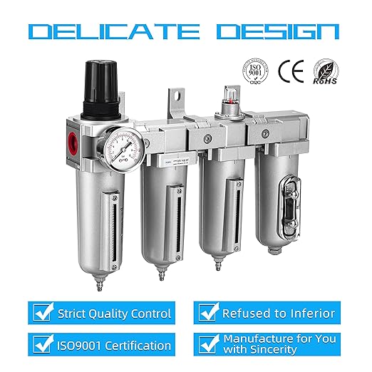NANPU 3/4" NPT Industrial Grade 4 Stage Air Drying System - Double Particulate Filters, Coalescing Filter, Desiccant Dryer & Air Regulator, Metal Bowl, Manual Drain, for Paint Spray竊?Plasma Cutter