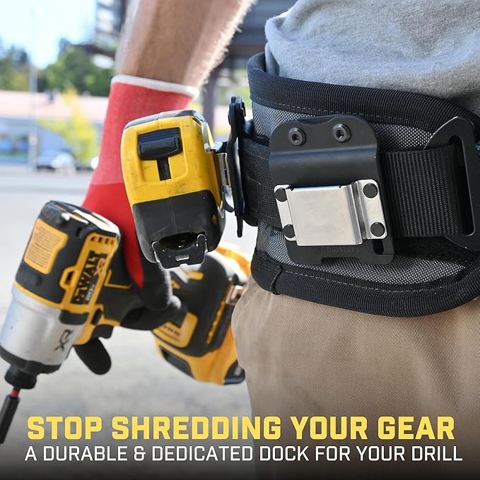Holstery DriverMaster | Clip-On Tool Belt Drill Holder - Simple Hook Holster for Cordless Drill, Impact, Nailer, Tape Measure, or Any Tools with Hanger Clips