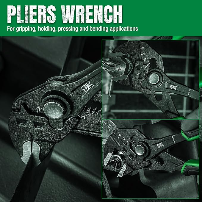 SK 7.5-Inch Pliers Wrench, Premium CR-V Construction, Smooth Parallel Jaws with Comfortable Grips