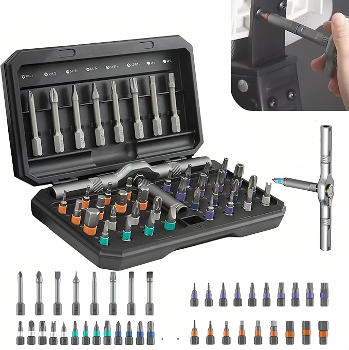 42 piece magnetic screw set, portable screwdriver set, DIY multi head ratchet screwdriver set maintenance tool, suitable for computers, glasses, bicycles, doorbells, furniture (Orange)
