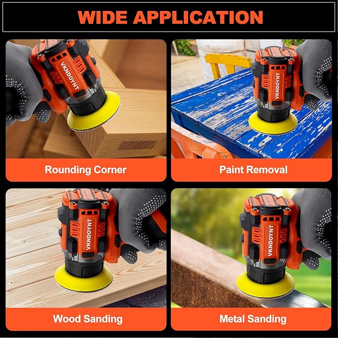 Brushless Small Sander with 36PCS Sandpapers, 2 Variable Speed Cordless Sander (0-500/0-3000 RPM), 3.0Ah Battery, Mini Compact Design Electric Sander for Wood, Metal, Paint Removal, and DIY Projects